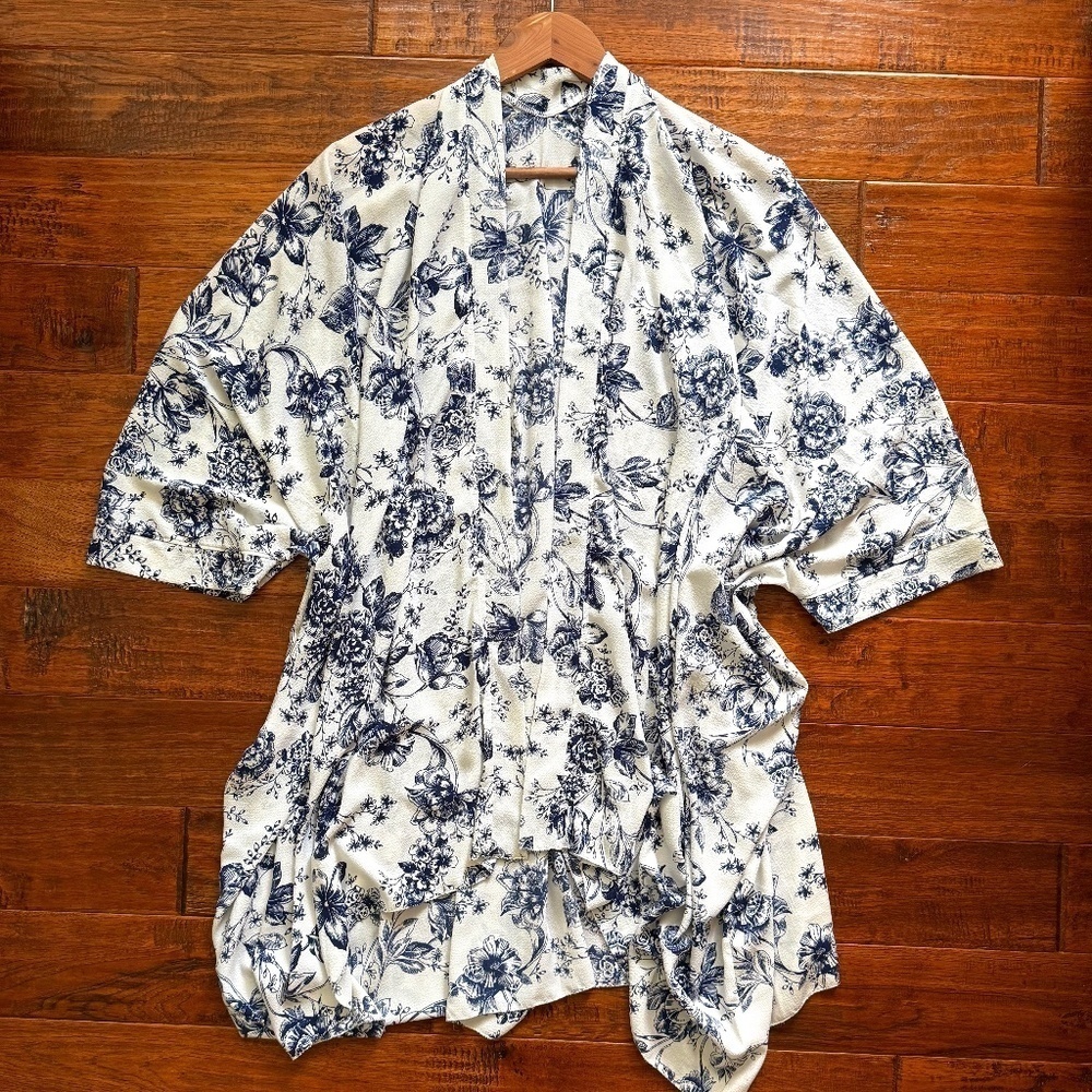 Floral Beachy Poncho Cape Coverup, one size